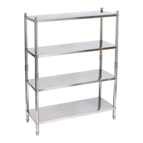 Heavy Duty Stainless Steel Garage Shelves With Adjustable Height And Built Like A Tank Design Supporting 330 Pounds Per Shelf.