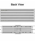 Back view of Solid As A Rock Dual Linear Rail Slide Table Featuring Precision Ball Screw Driven Xyz Axis Platform with dimensions.
