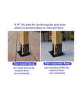 4 Pack Bolt Down Square Fence Post Brackets for 6x6 Wood Posts, Black Powder Coated 14 Gauge Steel Post Base Anchors for wood deck and concrete floor installation