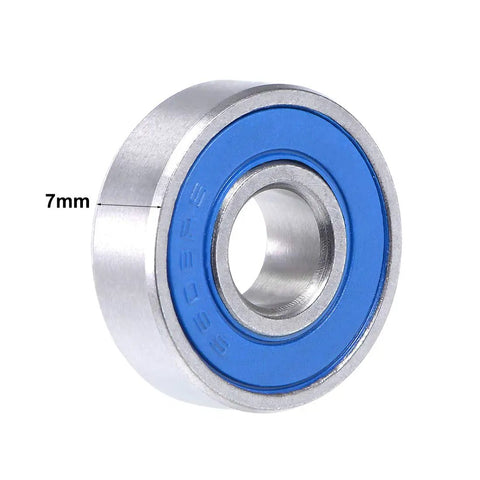 Top Shelf Stainless Steel Ball Bearings S608 2Rs Double Sealed Corrosion Resistant 8X22X7Mm Abec 1 showing 7mm thickness and blue seal.