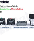 Two Position Latching Rotary Selector Switch 10A 660VAC SPDT 1NO 1NC IP65 Waterproof 22mm Panel Mount parts layout.