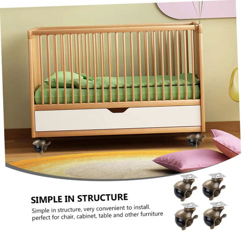 Heavy Duty Vintage Brass Plate Caster Wheels For Furniture And Workbenches Pack Of Four Two Inch wheels under a crib.