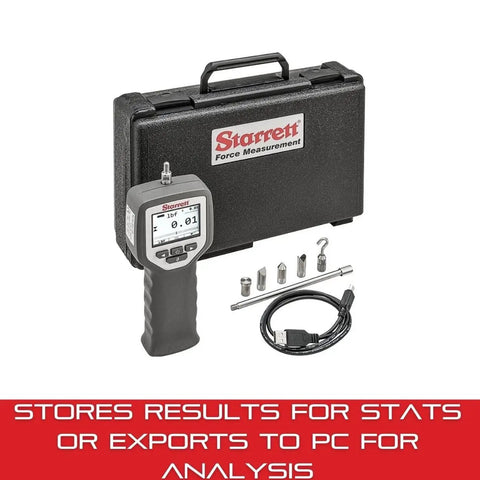 Digital Force Gage Boasting 100 LBF Punch for Tensile Compression Work with Nuts Accuracy Better Than 0.2 Percent Full Scale with accessories.