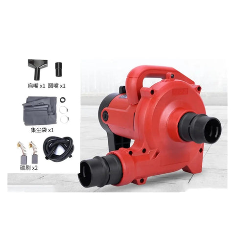 Gotta Have This Hardcore Industrial Dust Collector Blower And Suction Vacuum Cleaner With A Badass 1480 Watt Motor showing red housing and suction opening.