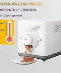 Electric Coffee Roaster Machine With Adjustable Temp And Timer Non Stick Stir Fry Drum 1600W showing temperature gauge and beans being roasted.