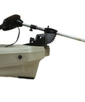 Badass Heavy Duty Transom Trolling Motor Mount For Kayaks And Small Boats With Wicked Tough Stainless Steel Clamp Bracket, side view on kayak.