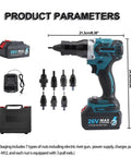 Badass Heavy Duty Cordless Electric Rivet Nut Tool with 26V battery and M3 to M12 heads for metal work.