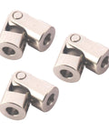 Three silver metal 3mm-to-3mm U-joint steering shaft couplers for RC cars