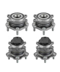 Heavy Duty Front And Rear Wheel Bearing And Hub Assembly Kit For Nissan Rogue Sport with metal housing and rubber seals.