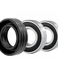 Premium Cabrio Washing Machine Bearing Seal Assembly With Shaft And Install Tools For Rock Solid Dead Quiet Spin No Brainer Install Direct Model Swap For Ap5325072 Ah350326 W10435285 9 Piece Heavy Duty Kit, black seal and silver bearings.