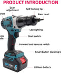 Heavy Duty Cordless Rivet Nut Gun With Rechargeable Battery, 26V Automatic Rivet Tool Kit features LED lights and self-locking tip.