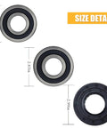 Built Tough Front Load Washer Bearing And Tub Seal Repair Kit Compatible With Lg And Kenmore sizes showing 2.44in, 2.83in, and 2.99in.