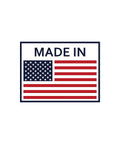 Label with 'Made in USA' and American flag, representing the manufacturing origin.