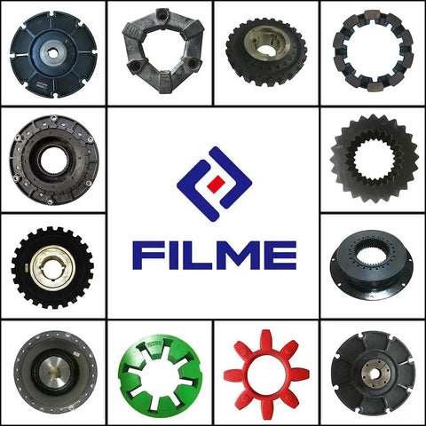 Collage of different mechanical coupling elements; includes Beefy Flexible Coupling Element Kit GR48 Damper Buffer Jaw Couplers.