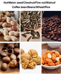 Heavy Duty Electric Nut Roaster For Coffee Beans And Peanuts, Solid Stainless Steel Heating Tubes, No-Fuss Temp And Timer Knobs For Crispy 360 Even Roasting Built Tough Top Shelf Finish featuring various nuts and seeds.