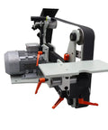 Professional Variable Speed Belt Sander And 72 Inch Belt Grinder Including Three Grinding Wheels For Knifemaking And Blade Sharpening 1500 Watt, showcasing motor and sander components.