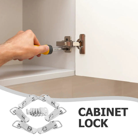 Durable 6 Set Stainless Steel Spring Loaded Toggle Lock Clasp Buckle Latch Heavy Duty Securing Hardware For Guitars Cases And Trucks That Are Sick Of Flimsy Bits, being installed on a cabinet.