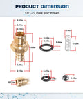 Dimensions of Pressure Washer Soap Injector Kit Replacement For Briggs And Stratton showing brass barbs, o-rings, and spring.
