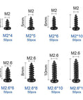 Must Have Versatile M2 And M2.6 Black Phillips Pan Head Self Tapping Screws Set Kit 400 Pieces with sizes and quantities shown