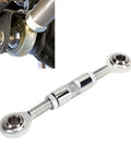 Heavy Duty Alternator Tensioner Rod Adjustable For Small Block Chevy 350 454 Engines, chrome finish with Heim joint detail