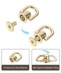 Five Piece D Ring Stud Screw Ball Head Button Rivets Set With Steel Punch Tool And Screwdriver For DIY Leather Craft Purse Hardware Handbag Belt Dog Collar Gold Finish, gold zinc alloy rotatable D ring