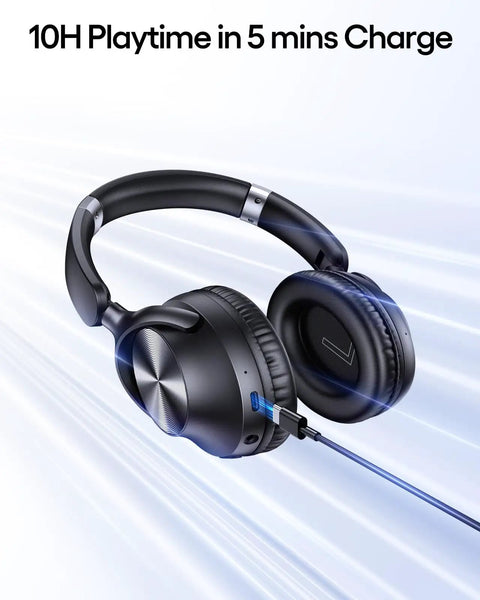 Hybrid Active Noise Cancelling Wireless Over Ear Headphones With 100 Hour Battery Life Fast Charging Bluetooth Crystal Clear Hi Resolution Audio Comfortable Earcups Travel Ready For Home Office PC Phone Black, black headphones with charging cable