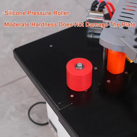 Silicone pressure roller on Benchtop Portable Edge Bander For Woodworking With Double Sided Gluing Edge Banding Machine Pro Grade 1200W