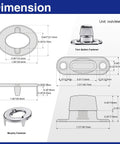 Dimension diagram of All Weather Heavy Duty Twist Lock Fasteners With Turn Buttons And Eyelet Screws For Outdoor Canvas Marine Tarps And Rv Awnings Zinc Alloy 30 Pack.