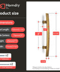 Dimensions of 25 Pack Antique Brass Cabinet Pulls Made From Rock Solid Zinc Alloy feature three inch center spacing.