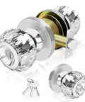 Classic Crystal Door Knobs Three Pack Keyed Alike Privacy Lockset With Lock And Keys For Bedroom And Bathroom Satin Nickel Finish