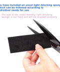 Sleek Precision Cut Self Adhesive Light Seal Foam Sponge Replacement Kit For Nikkormat El 35Mm Film Camera showing uncut sponge and scissors for trimming.