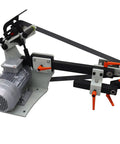 Professional Variable Speed Belt Sander And 72 Inch Belt Grinder Including Three Grinding Wheels For Knifemaking And Blade Sharpening 1500 Watt Hefty Legit Build close-up of motor and belt assembly.