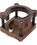 Level Up Your Daily Grind With This Solid Wood Espresso Tamping Station And Deep Portafilter Holder Mat featuring a heavy wood base and black supports.