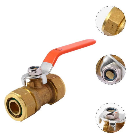 Heavy Duty Brass Ball Shut Off Valve For Water Heater Inlet Pipe blocks backflow with a smooth turning hose barb fit.