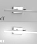 24 Inch Modern LED Vanity Lights Adjustable Chrome Bathroom Fixture Over Mirror With 180 Degree Rotatable Joint on and off
