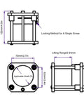 Solid Aluminum Router Table Insert Plate With Smooth Flip Lift Base and Quick Zero to Fifty Four Millimeter Height Tweaks diagram with measurements.