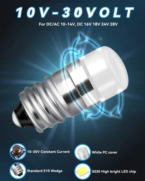 Slick E10 Miniature Bulbs 2 Pack House Number Light Replacement For 10 To 30 Volt Wiring No Hassle Install with white PC cover.