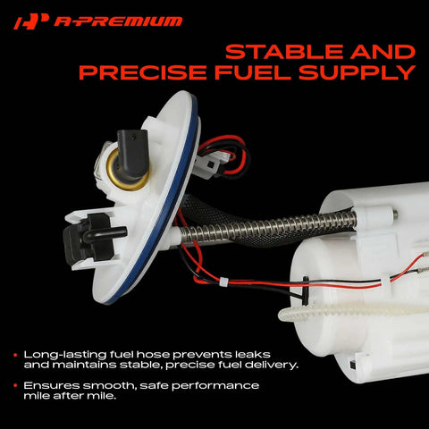 Straight Up Electric Fuel Pump Module Assembly With Pressure Sensor For Hyundai Azera And Kia Cadenza V6 3.3L close-up view with hose and connectors.