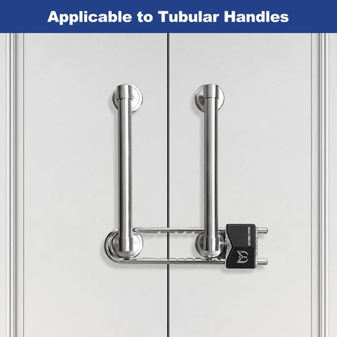 Built Tough Double Door Barricade Lock For French Doors All Metal U Shaped Security Bar With Keyed Lock on Tubular Handles