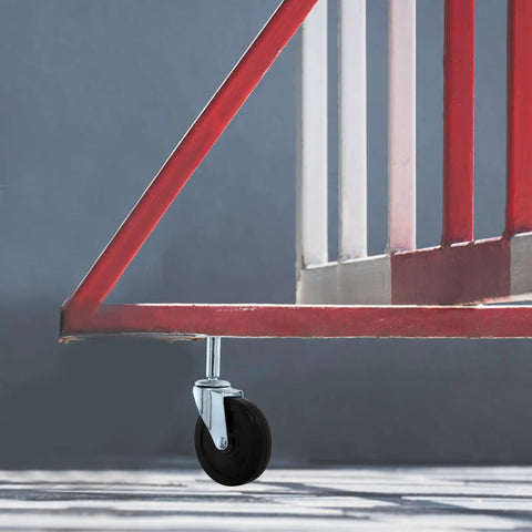 Heavy Duty Metal Fence Gate Wheel With Elastic Support Caster Silent Swivel Technology Smooth Operator Performance For Residential Yard And Commercial Gates Easy Glide Movement No Squeaking Noise, close-up view of black rubber wheel.