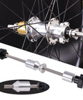 Thru Axle Adapter For Truing Stands, Pro Grade Quick Install Wheel Truing Tool, silver aluminum fits 12mm 15mm 20mm axles