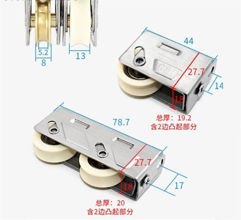Top Tier Stainless Steel Double Wheel Sliding Door Pulley Featuring Heavy Duty Bearing Rollers That Deliver Slick Glide Action For Kitchen Windows And Knockout Home Hardware Upgrades One Piece dimensions with measurements