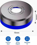 Magnetic Split Faucet Decorative Cover Wall Mount Pipe Escutcheon 75mm round steel magnet with blue base, 24mm height, tool-free install.