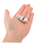 6 Pack Rock Solid Sliding Door Rollers With Galvanized Nylon Tracks For Cabinets And Furniture, hand holding small roller with metal bracket.