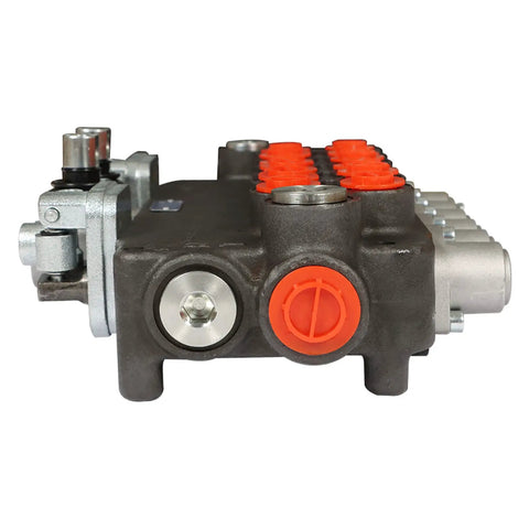 6 Spool 21GPM Hydraulic Directional Control Valve With Joystick, Double Acting, cast iron body, side view