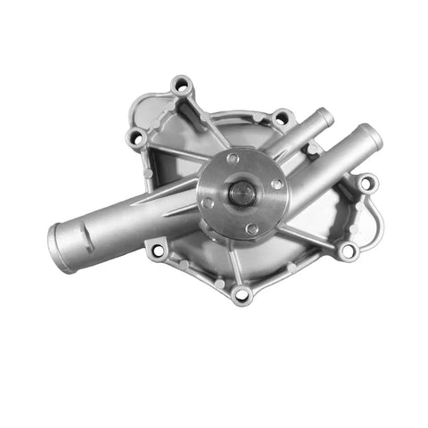 Heavy Duty Engine Water Pump Replacement For GM And Domestic Rides Reliable Leak Free Cooling System Upgrade With Heat Treated Shafts and Dual Coated Seals Built Tough To Cruise top view of aluminum pump with polished finish