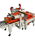 Top Shrink Tape Sealer Automatic Top Bottom Case Machine For Export with adjustable height and rollers for efficient packing.