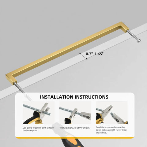 Killer 10 Pack Square Cabinet Handles For Kitchen Cupboards And Wardrobes Featuring Slick Brushed Gold Finish with installation guide.
