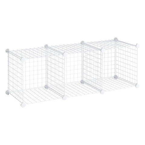 Three Piece Wire Stackable Cube Storage Set White For Closet Bookshelf And Toys Easy To Assemble Grab And Go Multi Use Home Organizer