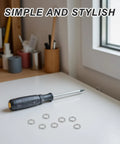 Three Hundred Pack Of Stainless Steel Spring Lock Washers Keeping Bolts And Nuts Cranked And Locked Flat With Anti Vibration Build Built For Tough Garage Grind Without Losing Grip with a screwdriver.